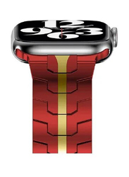 Gennext Stainless Steel Metal Replacement Band Compatible for Apple Watch Band 44mm/42mm/45mm, Red/Yellow