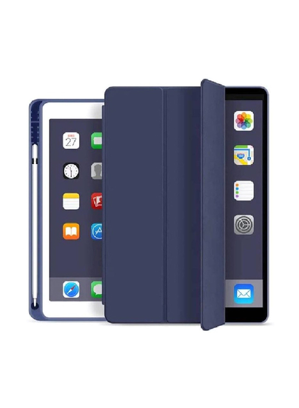 Gennext Apple iPad 10.2-inch 9th/8th/7th Generation 2021/2020/2019/iPad Air 3rd Generation/iPad Pro 10.5-inch Soft Foldable Smart Tablet Flip Case Cove with Pencil Holder, Deep Navy Blue