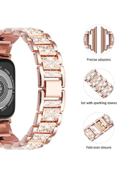 Gennext Replacement Women Jewellery Bling B Diamond Bracelet for Apple Watch Series 7/6/5/4/3/2/1/SE/45mm/44mm/42mm/Ultra Watch 49mm, Rose Gold