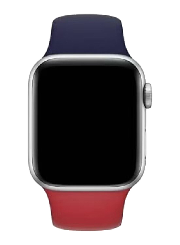 Gennext Dual Color Soft Silicone Watch Strap for Apple iWatch Series 7/6/SE/5/4/3/2/1, Blue/Red