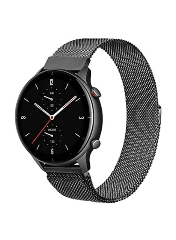 Gennext Replacement Stainless Steel Magnetic Clasp Strap for Amazfit GTR 4/GTR 3 Pro/GTR 3/GTR 2e/GTR 2/GTR 47mm, Black