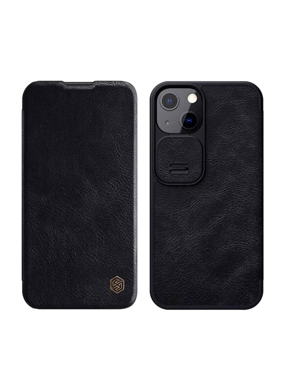 

Nillkin Apple iPhone 13 Premium Leather Flip Durable Shockproof Wallet Mobile Phone Case Cover with Card Holder, Black