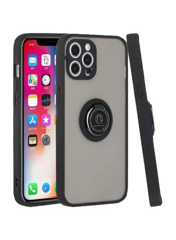 

Gennext Apple iPhone 12 Pro Matte Hard Shock Absorber Handle & Magnetic Car Holder Back Mobile Phone Case Cover, Black