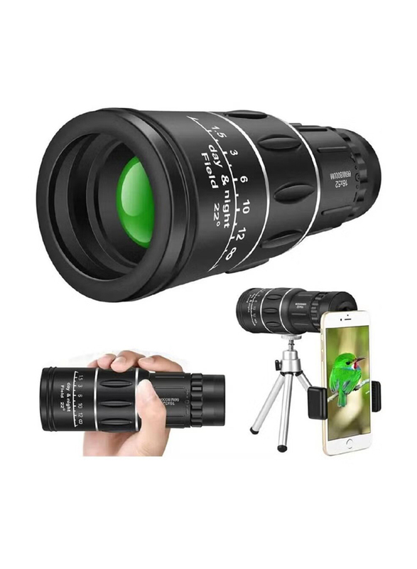 16x25 Monocular Waterproof High Definition Telescope Lens for Smartphones, Black