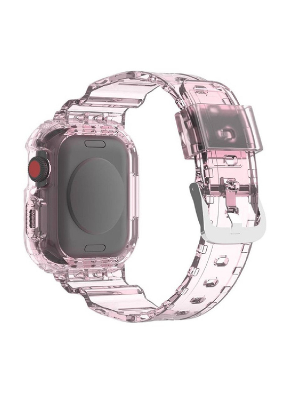 Replacement Crystal Clear Soft Sports Wristband Strap for Apple Watch Ultra 49mm/Ultra Watch 2, Pink