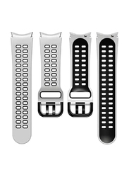 Gennext Silicone Replacement Band for Samsung Galaxy Watch 6 47/43mm/5 Pro 45mm/4 Classic 46/42mm, White/Black