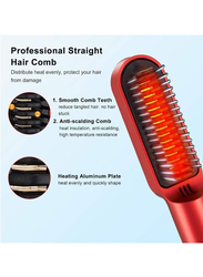 Gennext Professional Straight Hair Comb Wireless Rechargeable Hair Straightener & Curler Perfect Straight Flat Iron, Red