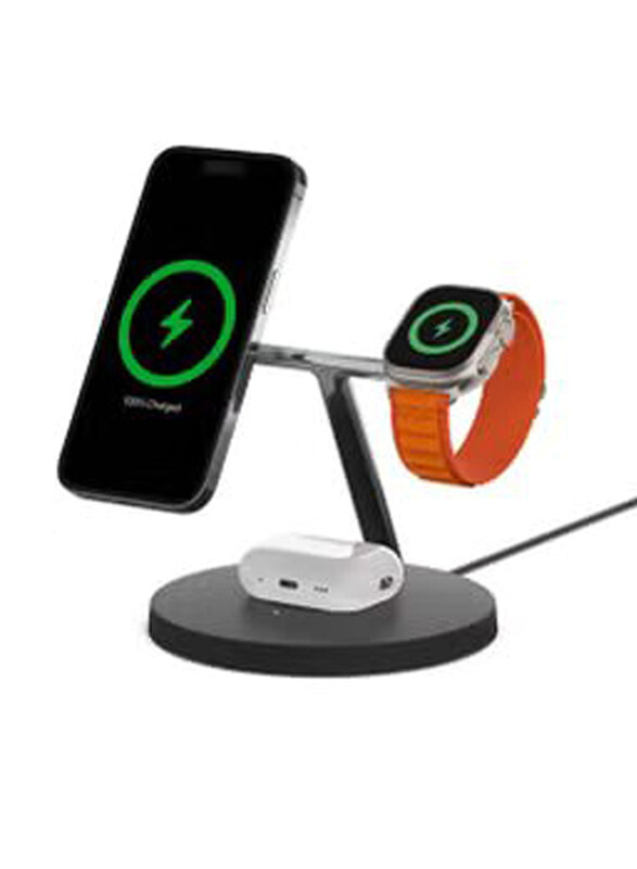 

Gennext 3-In-1 Wireless Fast Charging Stand, Black/Silver