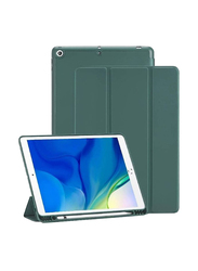 Gennext Apple iPad 9th Gen 10.2-Inch Slim Soft TPU Back Smart Magnetic Stand Protective Cover Cases with Pencil Holder, Dark Green
