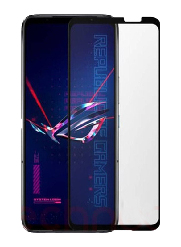 Zoomee Asus ROG Phone 6D Ultimate Full Coverage 9H Anti-Scratch Tempered Glass Screen Protector, Black/Clear