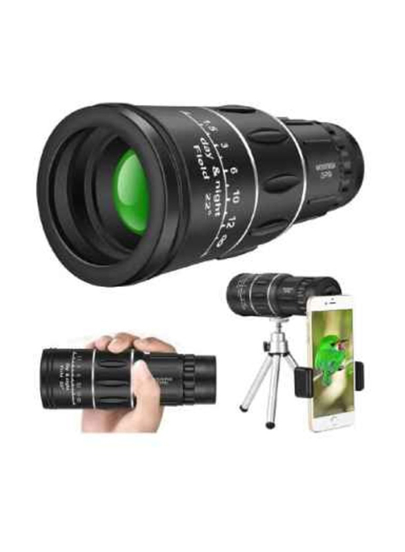 16 x 25 Waterproof High Definition Phone Photography Monocular Telescope, Black