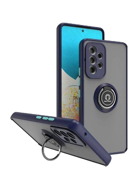 

Gennext Samsung Galaxy A23 5G Metal Ring Holder Grip Kickstand Car Magnetic Mount Shockproof Matte Hard Mobile Phone Case Cover, Blue