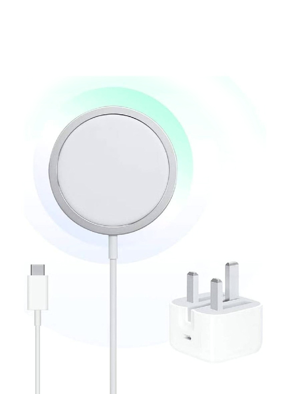 Gennext 2-in-1 Magnetic Wireless Charger, White