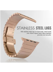 Zoomee Stainless Steel Band Strap with Screen Protector for Apple Watch 42mm, Gold