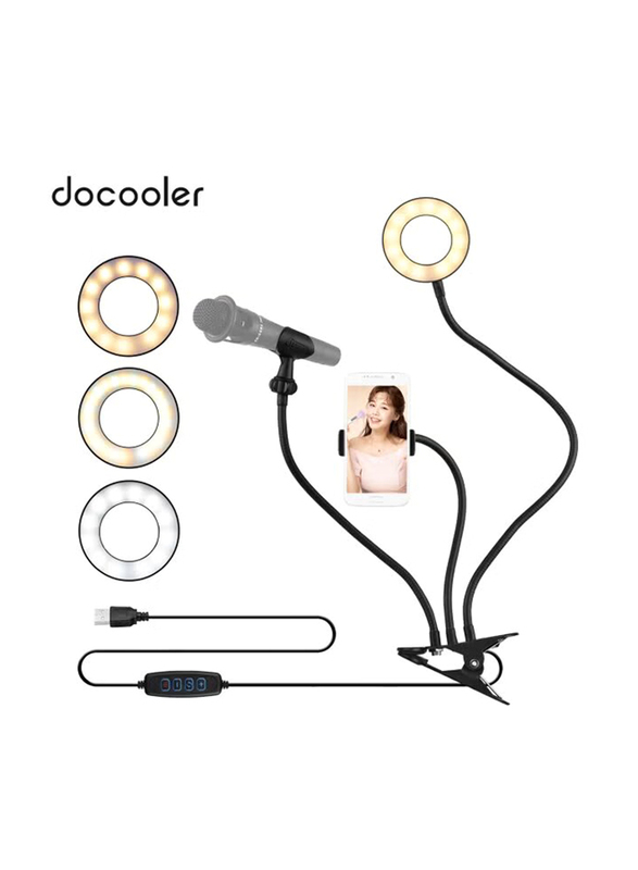 Docooler Universal Mobile Phones Clip-On Mini USB Ring Light, Black