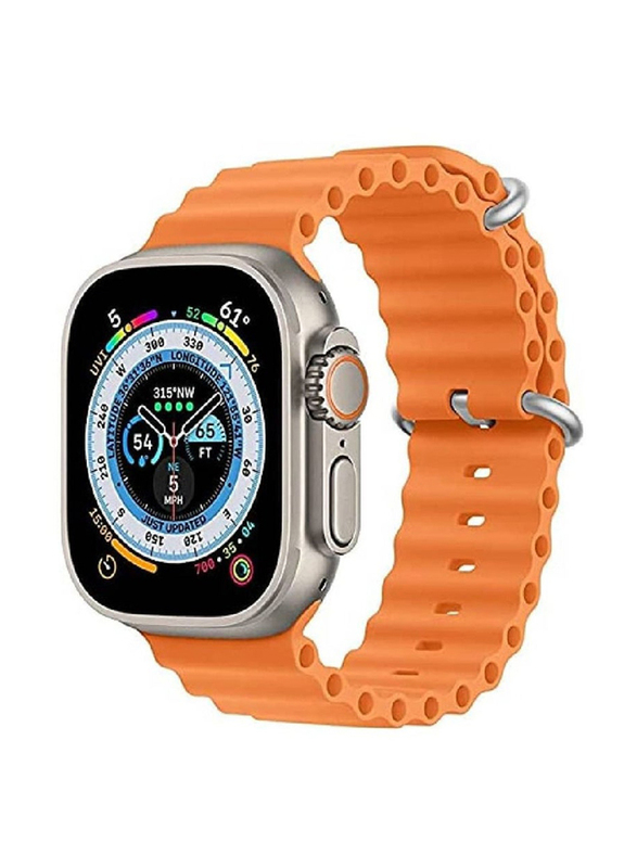 Zoomee Replacement Silicone Hole Wavy Strap for Apple Watch Series 8 Ultra 49mm, Orange