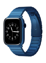 Gennext Replacement Stainless Steel Metal Strap with Folding Clasp for Apple Watch Series 8/7/6/5/4/3/2/1/SE/45mm/44mm/42mm/Ultra Watch 49mm, Blue