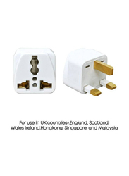 Universal 3 Pin Travel Adapter Outlet Converter Socket, 2 Pieces, White