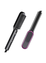 Smoothing iron Brush Styler Heating Comb Ceramic Fast Heating & 5 Temp Settings Hair Straightener, Black