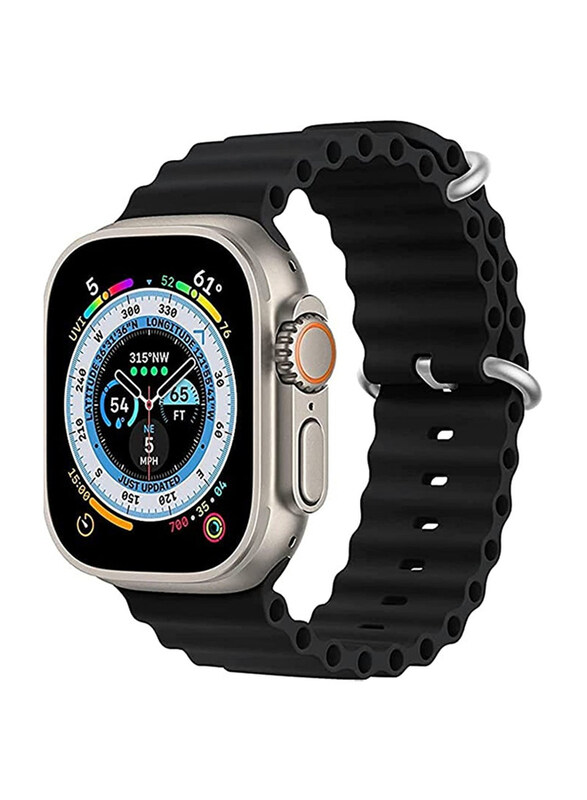 

Zoomee Replacement Apple Watch Ultra Ocean Silicone Band Strap for Apple 49mm/45mm/44mm/42mm for All Series, Black