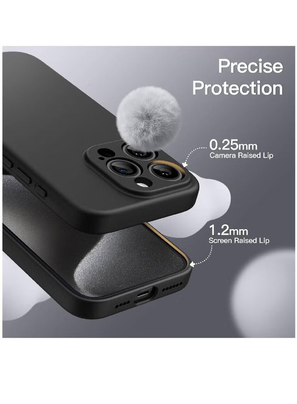 Apple iPhone 15 Pro 6.1 Inch Protective Slim Shock-Absorption Camera Protection Silicone MagSafe Wireless Charging Mobile Phone Case Cover, Black