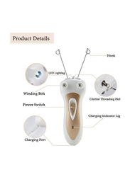 Gennext Rechargeable Electric Facial Body Hair Remover Pulling Surface Plucker Cotton Thread Epilator, White