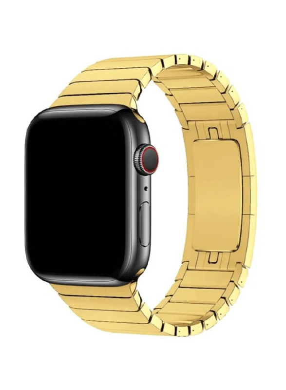 Gennext Replacement Stainless Steel Metal Strap with Folding Clasp for Apple Watch Series 8/7/6/5/4/3/2/1 SE 45mm 44mm 42mm Ultra Watch 49mm, Gold