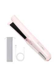 Gennext 2-In-1 Flat Iron Hair Straightener USB Rechargeable Cordless with LCD Display, Pink