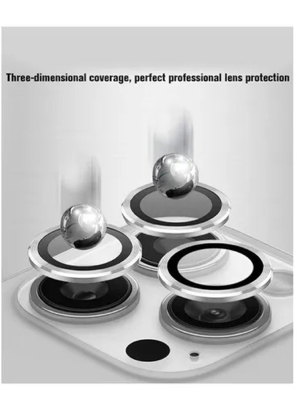 Rabos Apple iPhone 14 Pro Scratch Resistant HD Camera Lens Shield Protector with 9H Tempered Glass, Silver