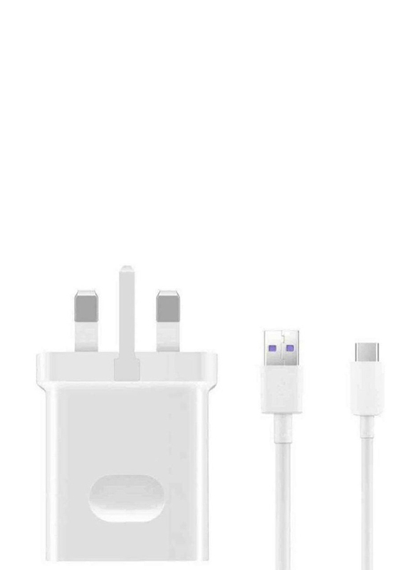 Gennext 40W Supercharge Charger, with USB Type-C Charging Cable for Smartphones, White