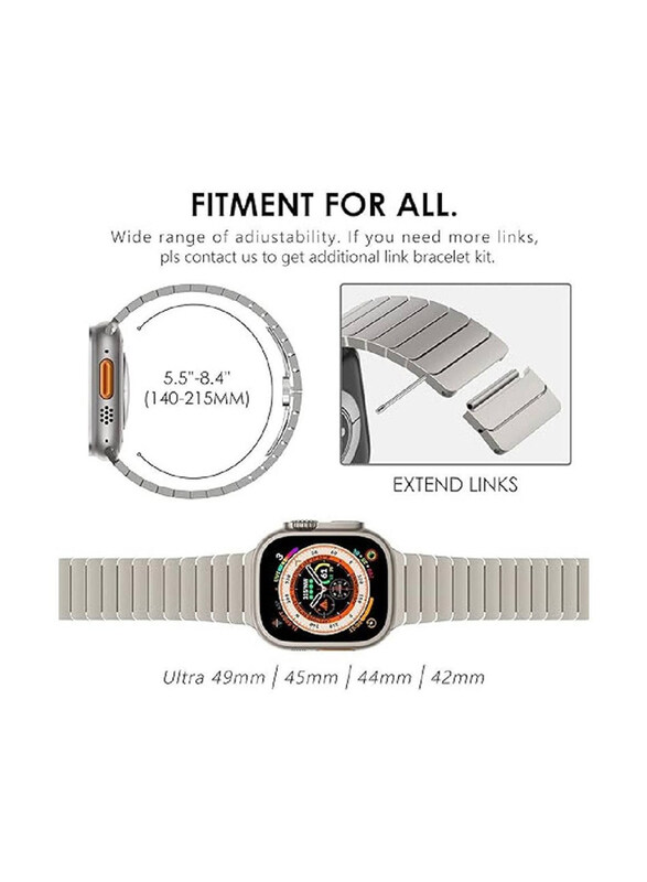 Gennext Stainless Steel Replacement Band with Folding Clasp for Apple Watch Ultra/Watch Ultra 2 49mm, Silver