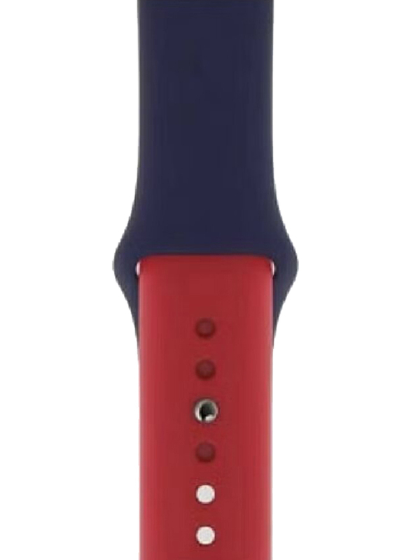 Gennext Dual Color Soft Silicone Watch Strap for Apple iWatch Series 7/6/SE/5/4/3/2/1, Blue/Red