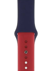 Gennext Dual Color Soft Silicone Watch Strap for Apple iWatch Series 7/6/SE/5/4/3/2/1, Blue/Red