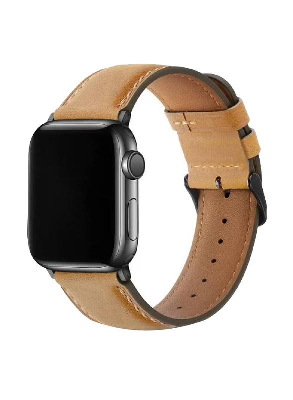 Gennext Replacement Genuine Leather Band for Apple Watch Series 8/7/SE/6/5//4/3/2/1, Brown