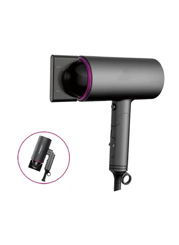 Sokany SK-2221 Ion Hair Dryer AC Motor Quick Drying Travel Hair Dryer Foldable Small 1 Speed 3 Temperature Settings Includes Styling Nozzle, Grey