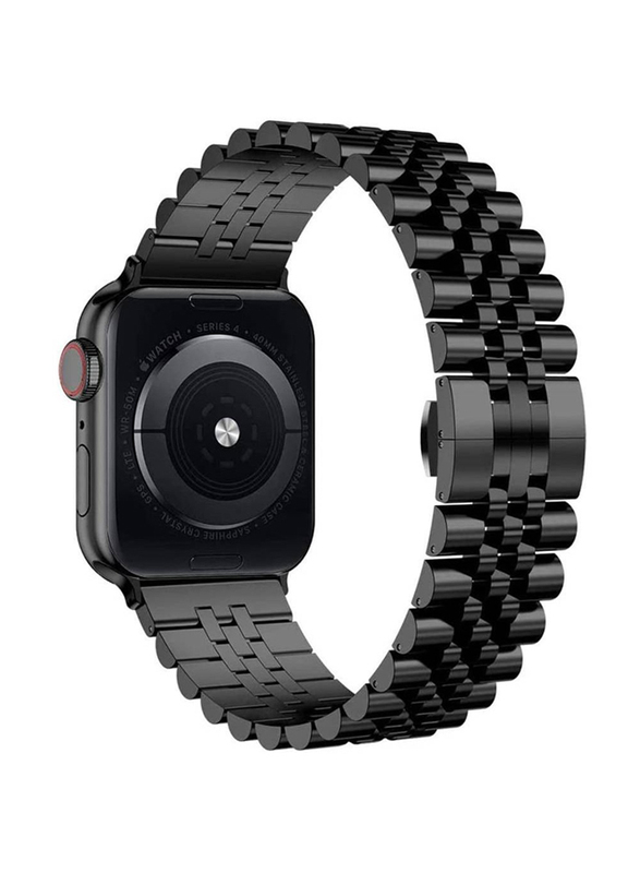 Zoomee Replacement Stainless Steel Metal Bracelet Band for Apple Watch 45mm/44mm/42mm, Black