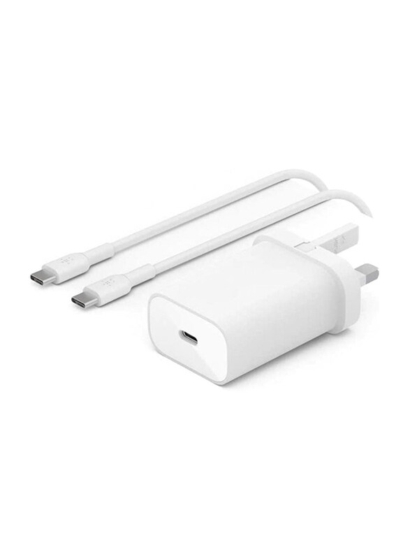 

Gennext 25W PD Super Fast Charging Wall Charger with 3 Feet USB Type-C to USB-C Cable, White