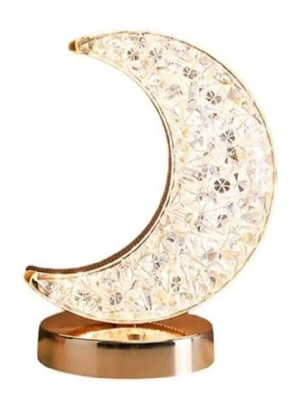 Gennext USB Rechargeable Moon Shape Dimming Crystal Night Light Table Lamp, White