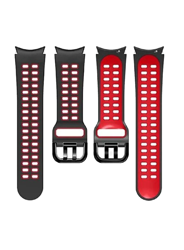 Gennext Silicone Replacement Band for Samsung Galaxy Watch 6 Classic 47/43mm, 5 Pro 45mm, 4 Classic 46/42mm, Black/Red