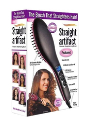 2-in-1 Ceramic Hair Straightener Brush, Black