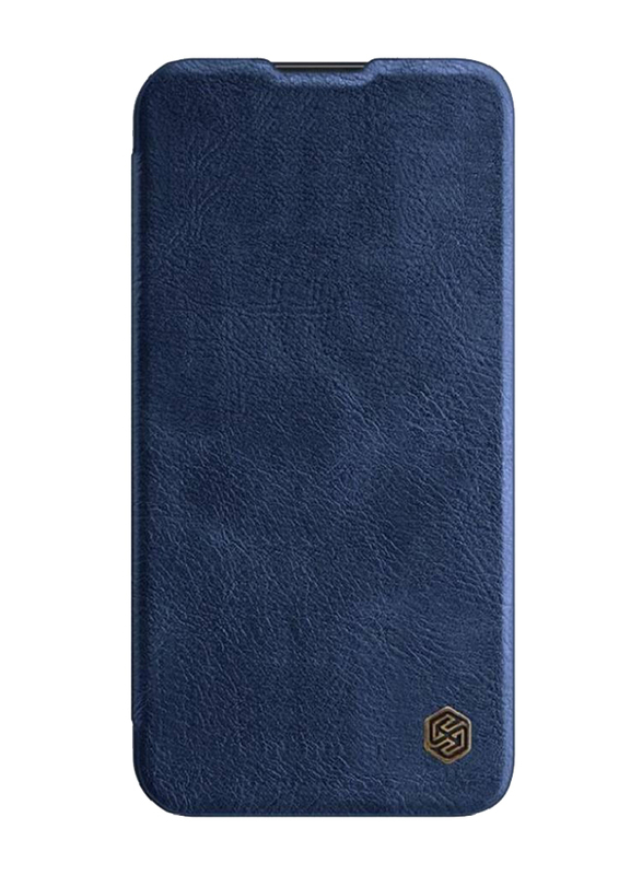 Nillkin Apple iPhone 14 Premium Leather Flip Durable Shockproof Mobile Phone Case Cover with Card Holder, Blue