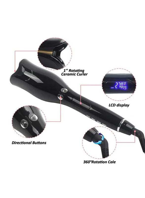 R157 Automatic Professional Rotating Curling Hair Curler, Black