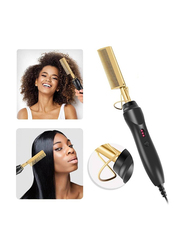 Gennext Electric Hair Straightener Comb for African, American & Wigs, Black/Gold