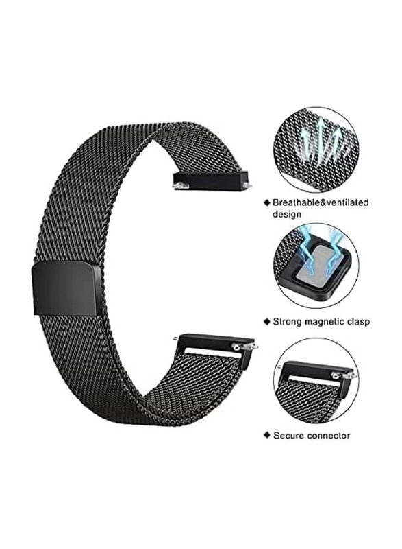 Gennext Stainless Steel Magnetic Clasp Replacement Strap for Amazfit GTR 4/GTR 3 Pro/GTR 3/GTR 2e/GTR 2/GTR 47mm, Black