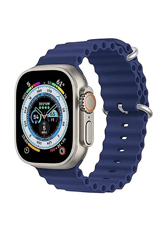 Zoomee Replacement Silicone Hole Wavy Strap for Apple Watch Series 8 Ultra 49mm, Blue