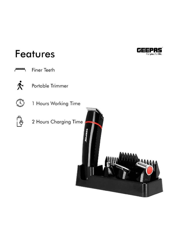 Geepas Rechargeable Trimmer for Men, GTR8128N, Black