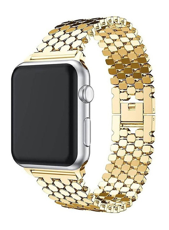 

Gennext Honeycomb Pattern Stainless Steel Replacement Band for Apple Watch Ultra 49mm, Gold