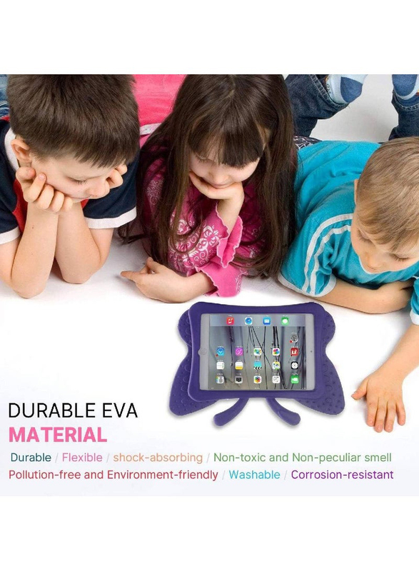 Gennext Apple iPad 10.2-inch 2021/2020/2019 9/8/7 Generation Shockproof Kickstand Butterfly Gennext Apple Cover Non-Toxic EVA Foam Wings Kid-Proof Rugged Bumper Tablet Case Cover, Purple