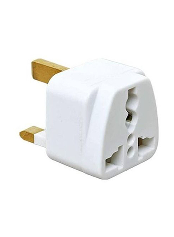Outlet Converter Socket Universal 3-Pin Travel Adapter, White