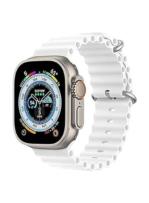 

Gennext Replacement Silicone Hole Wavy Strap for Apple Watch 42/44/45/49mm, White